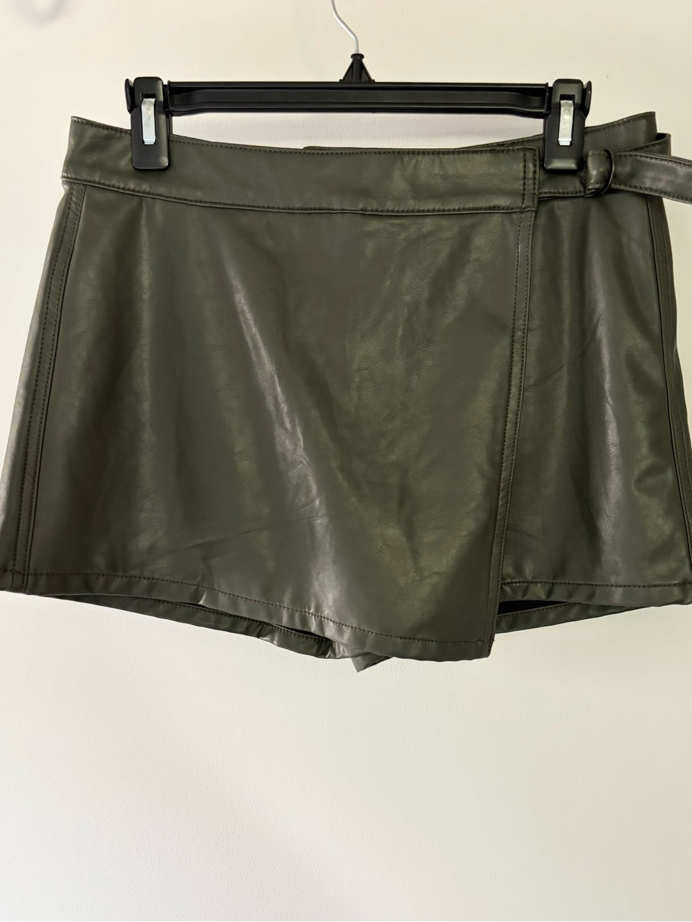 American Eagle Faux Leather Olive Green Skort